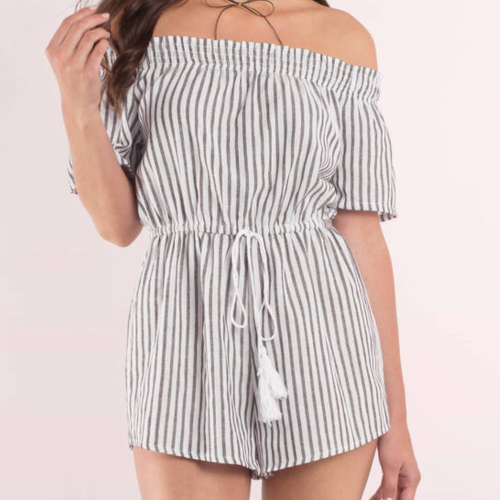 Strapless Striped Romper